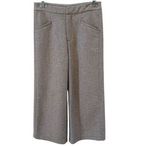 Haute Couture Cropped Wool Trousers in Heather Oatmeal S